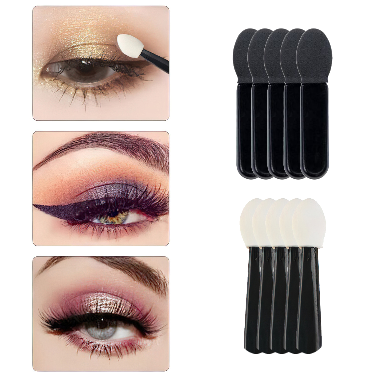 10x Beauty Eye Shadow Eyeliner Brush Sponge Applicator Tool Makeup