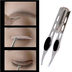 Eyebrow Tweezers Sharp Facial Hair Remover with LED Lamp
