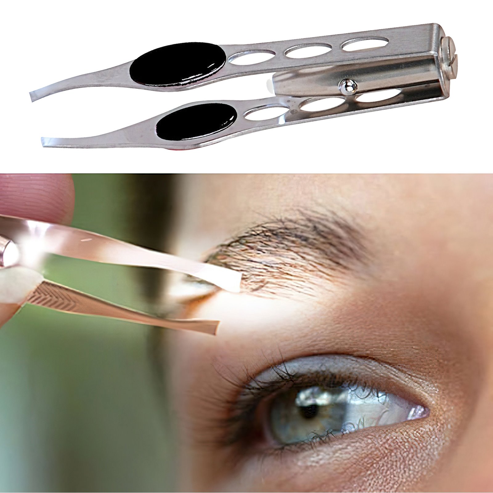 Eyebrow Tweezers Sharp Facial Hair Remover with LED Lamp
