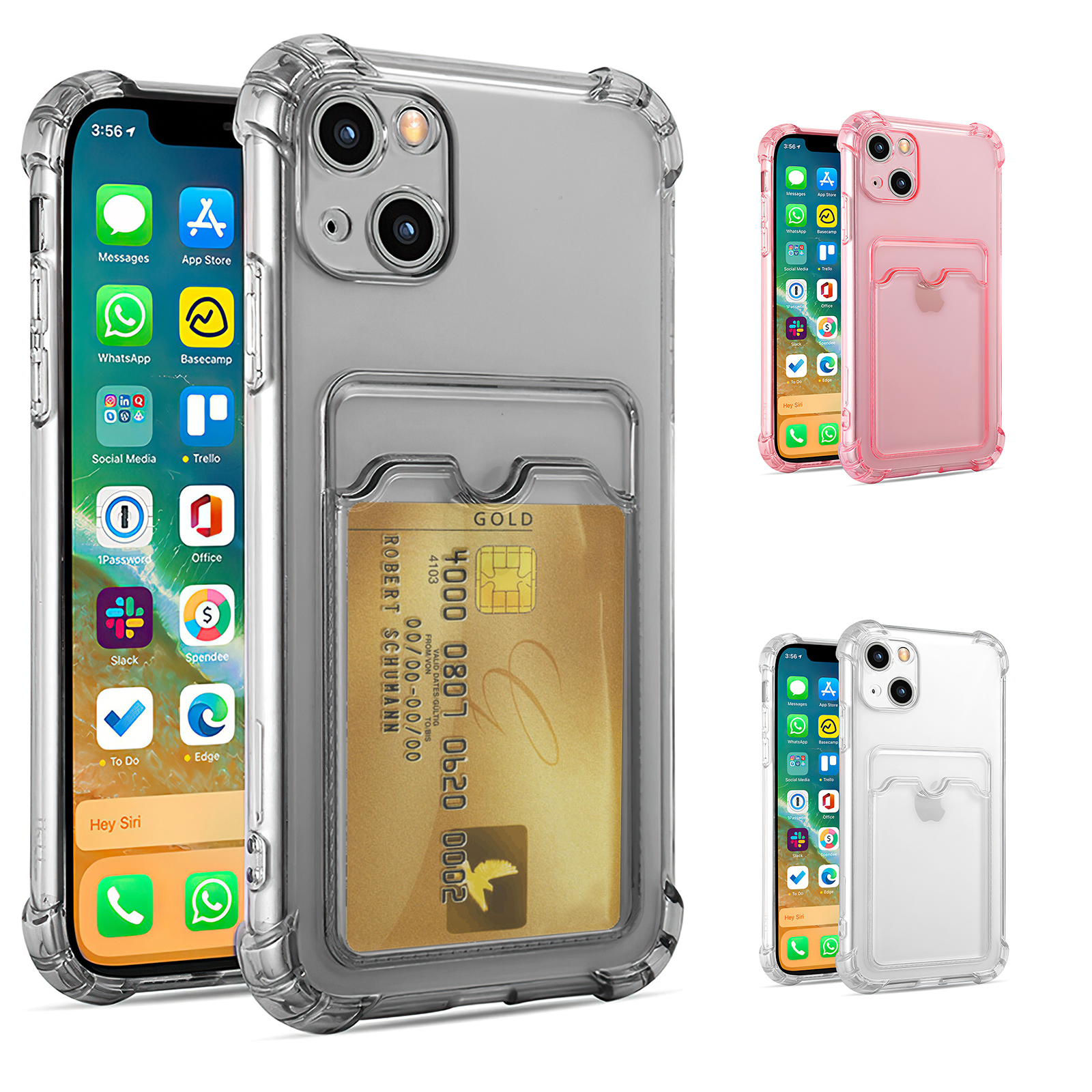 iPhone 15 - Card Cover / Beskyttelse Transparent