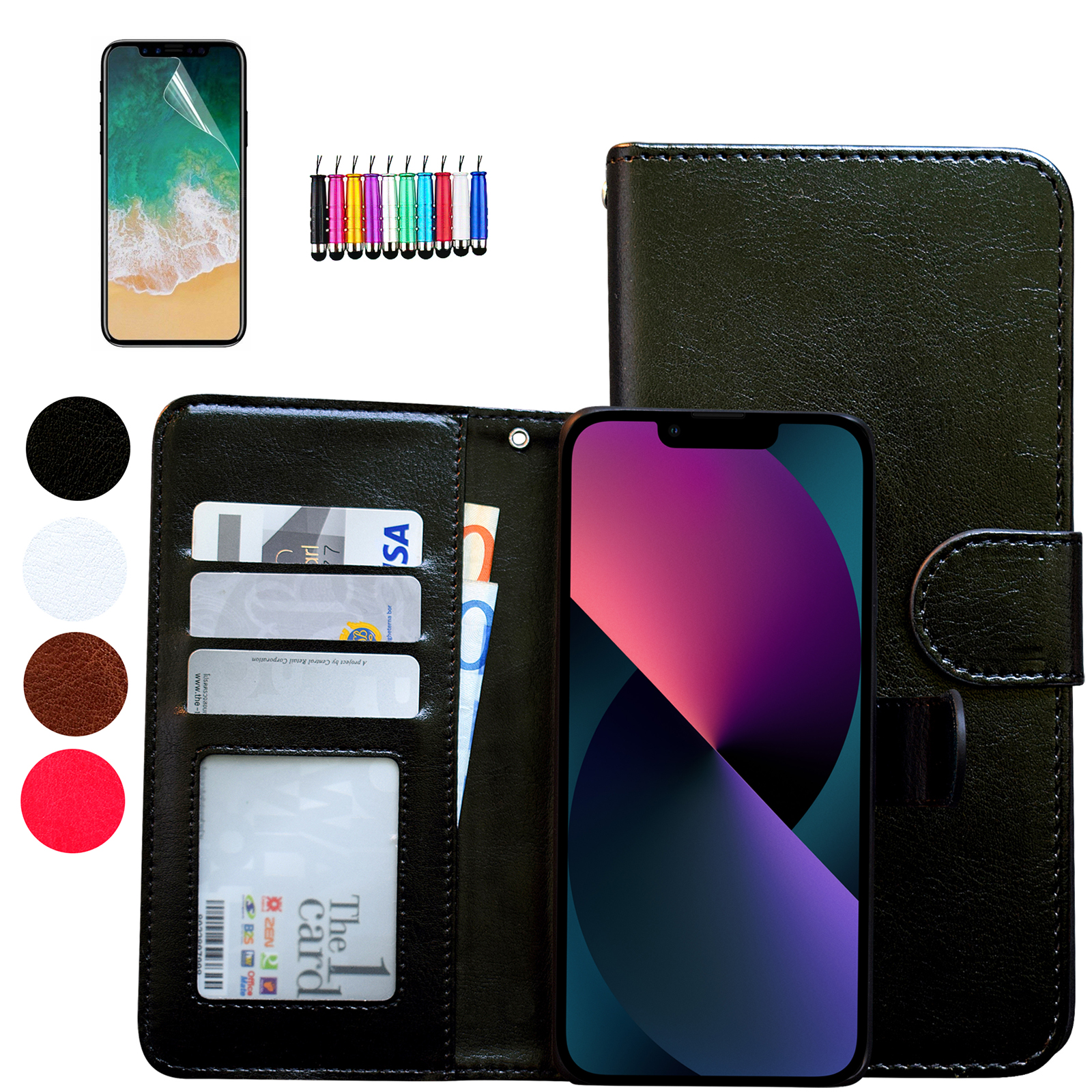 iPhone 14 - PU Leather Wallet Case