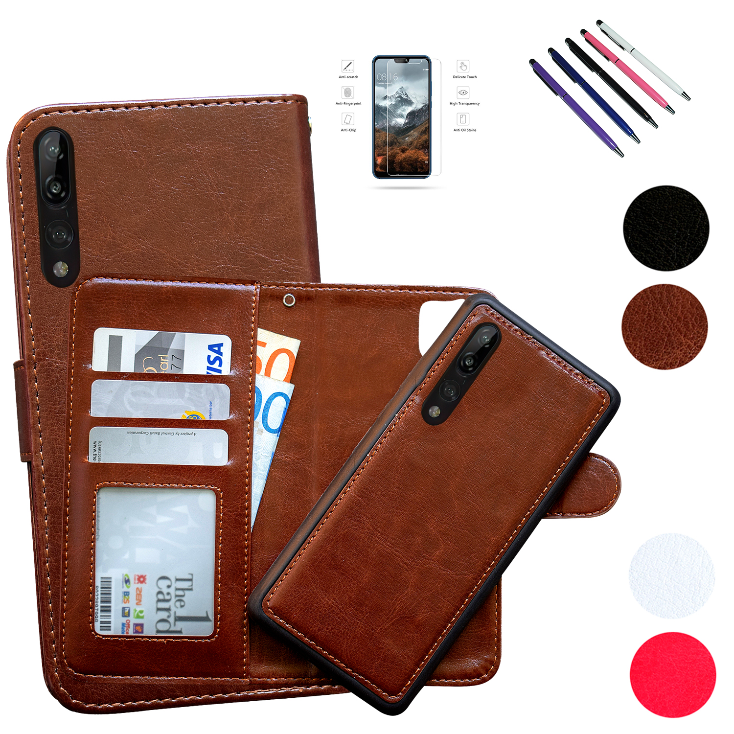 Huawei P20 Pro - Wallet Case + Screen protection and Touch