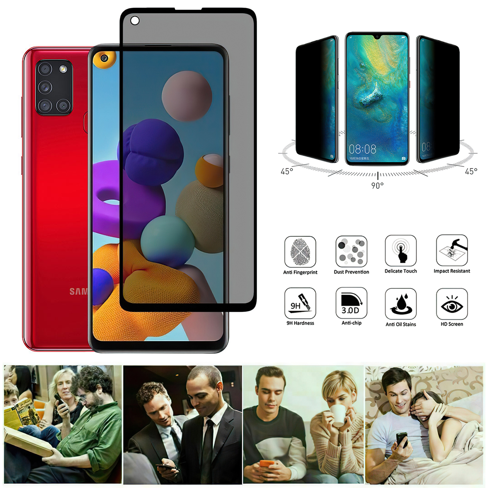Samsung Galaxy A21s - Integritet Härdat Glas Skärmskydd