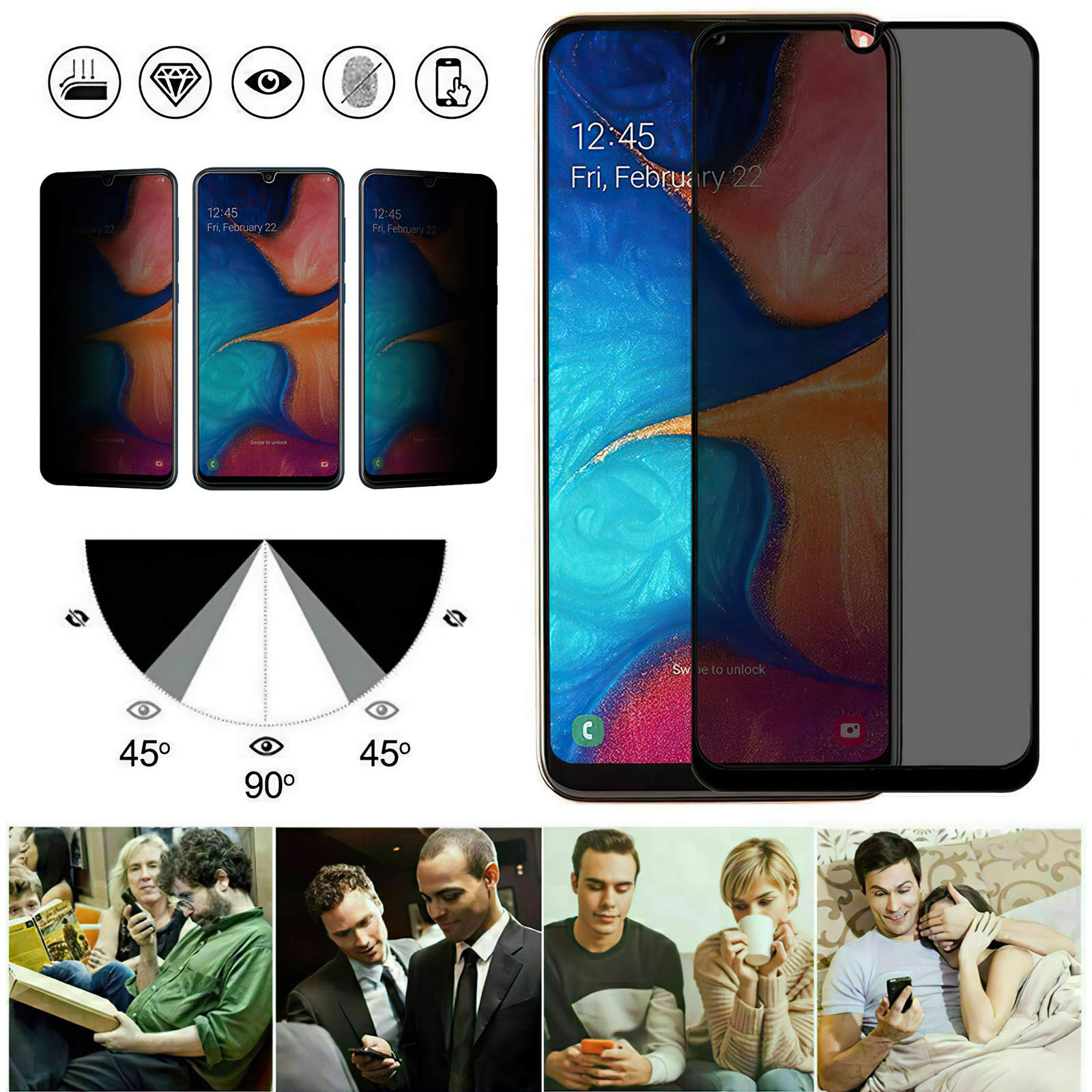 Samsung Galaxy A20e - Integritet Härdat Glas Skärmskydd