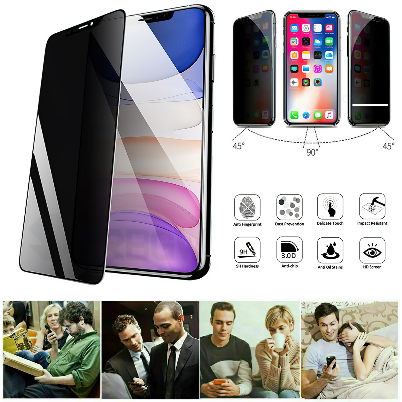 iPhone 11 Pro Max - Integritet Härdat Glas Skärmskydd