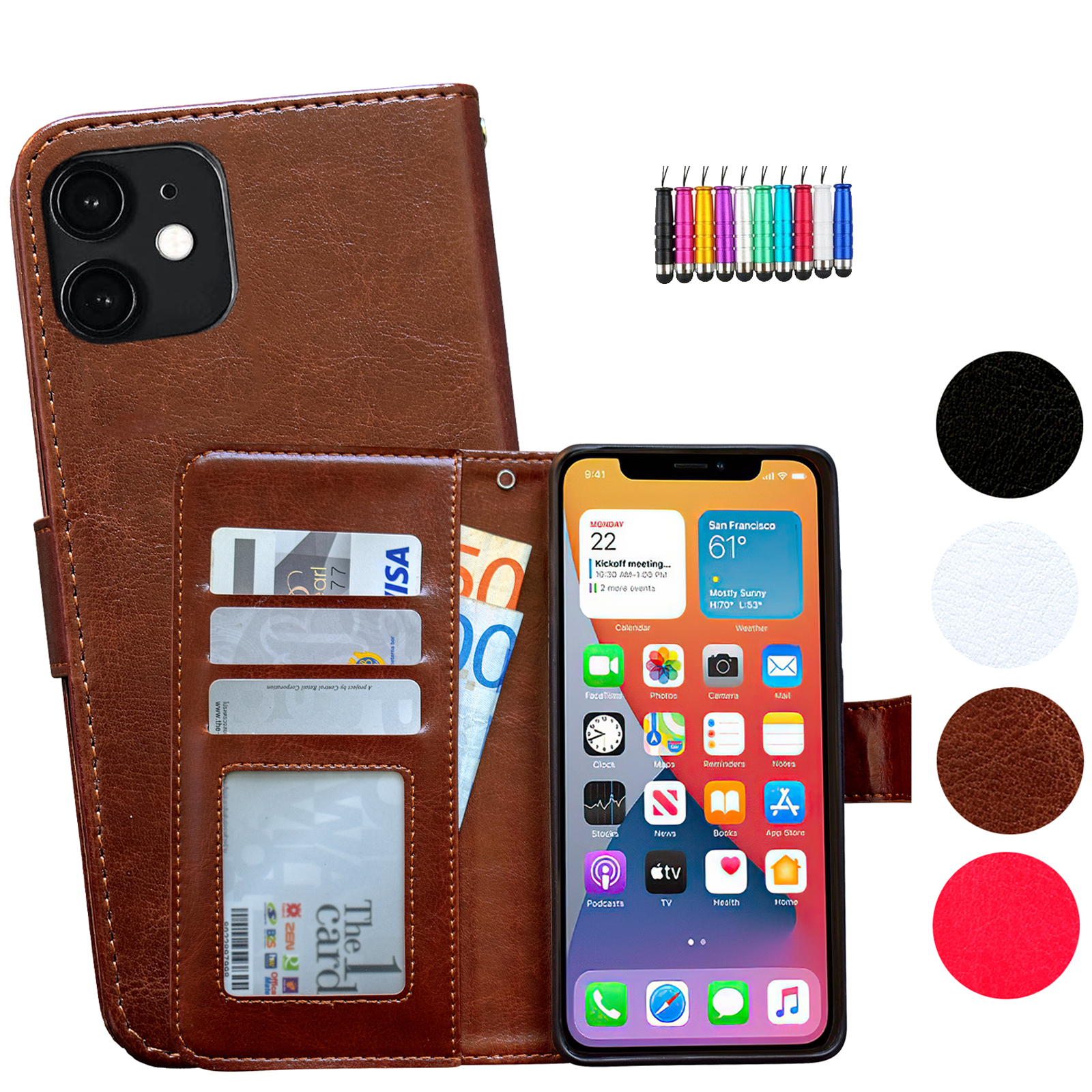 iPhone 12 - PU Leather Wallet Case