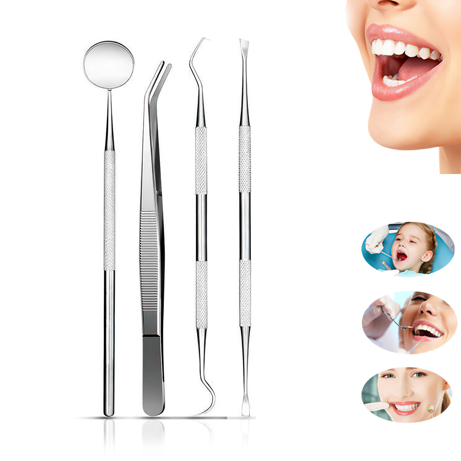Dental Probe Set - Stainless Steel - teeth tooth pick scraper mirror