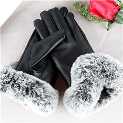 Winter PU Leather Full Finger Touch Screen Warm Gloves