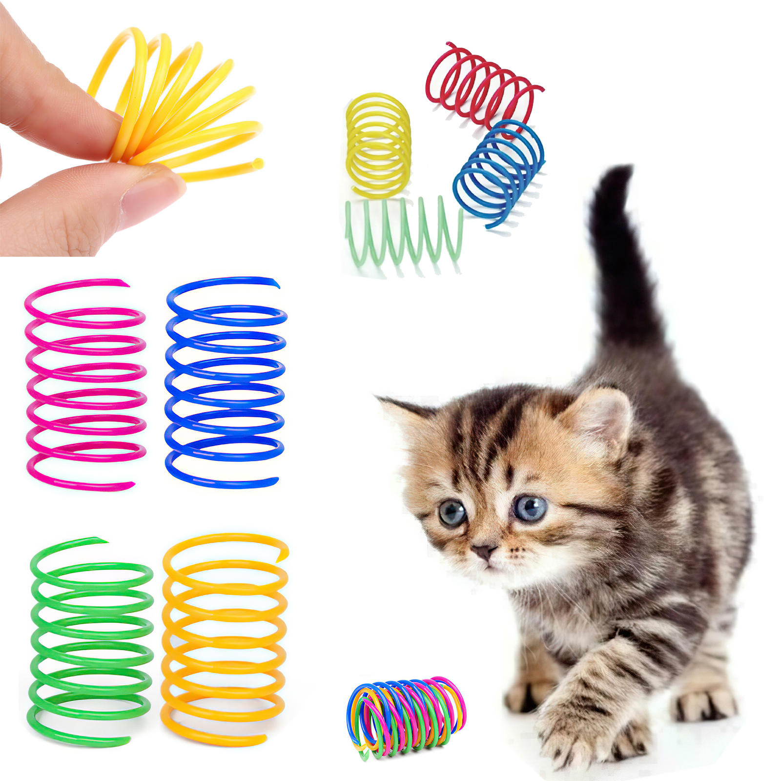8st Färgglada Kattfjäderleksaker Plastfjädrar kattleksaker för katter