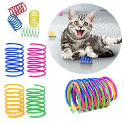 8pcs Colorful Cat Spring Toys Plastic Springs Cat Play Toys For Cat Pet