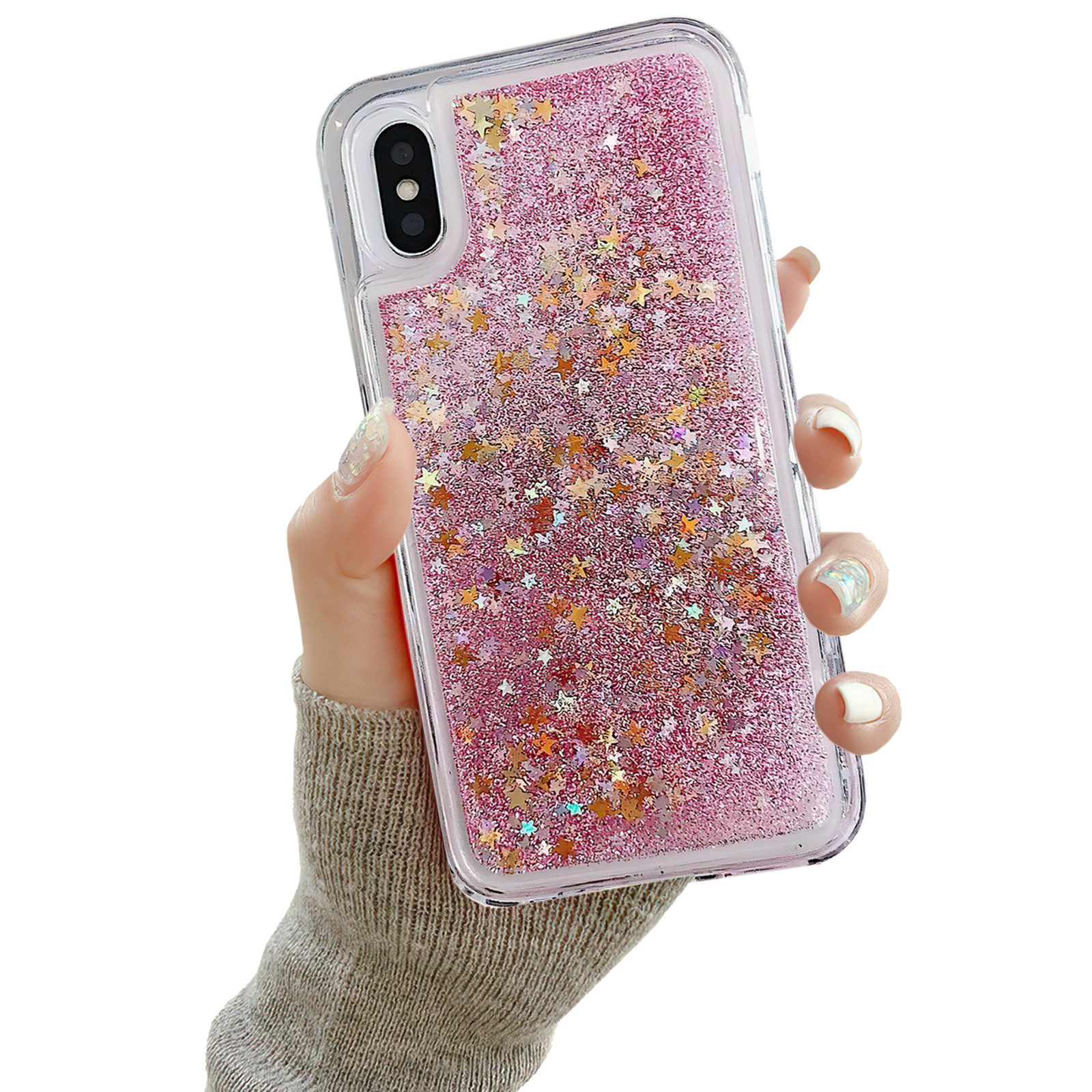 iPhone X/Xs - Moving Glitter 3D Bling Cover / Beskyttelse