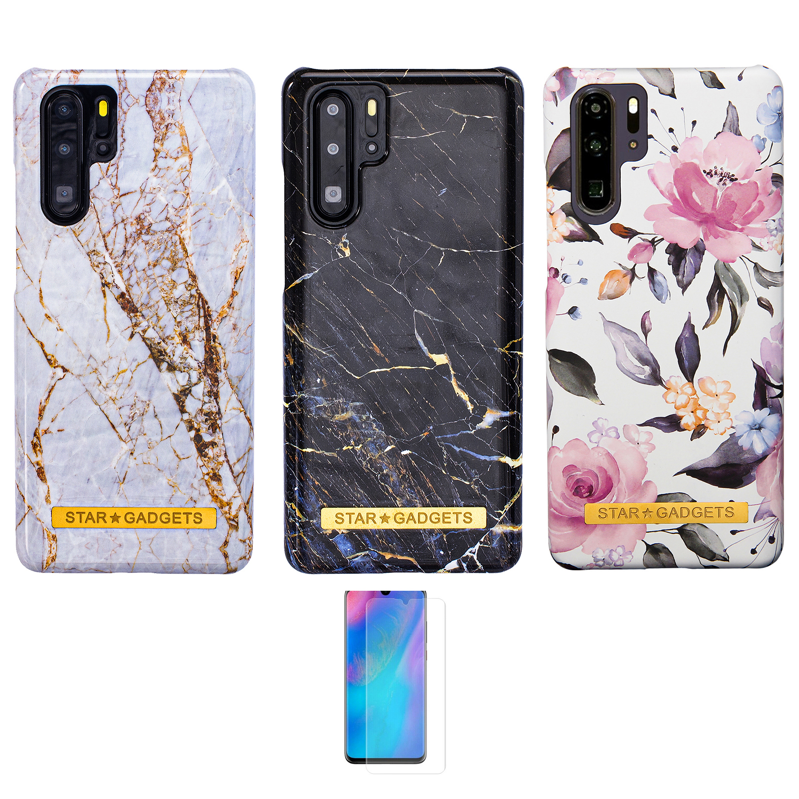 Huawei P30 Pro - Cover / Beskyttelse Flowers / Marble