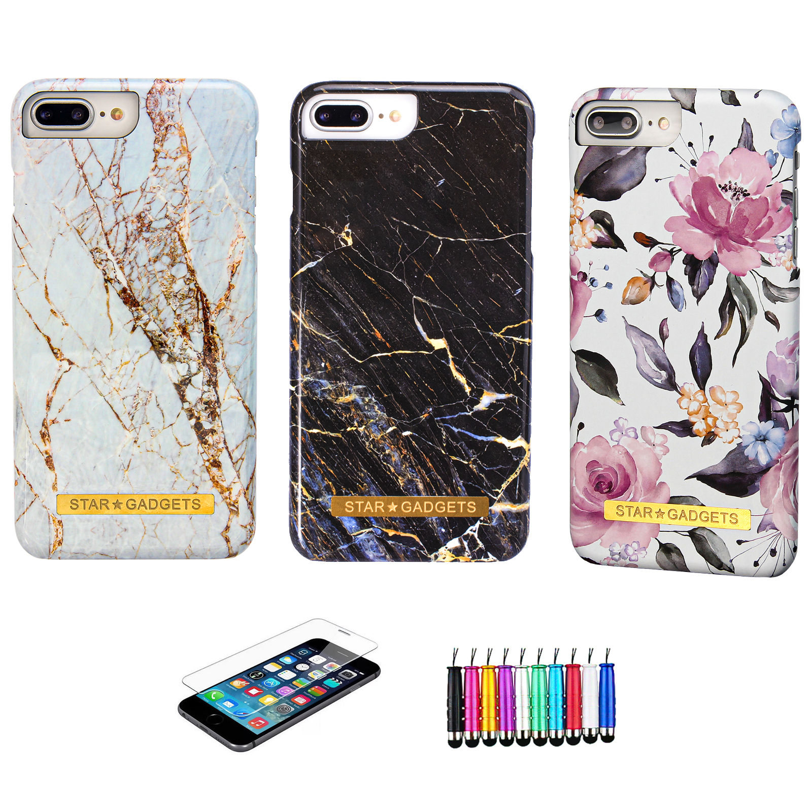 iPhone 6 Plus / 6S Plus - Cover / Beskyttelse Flowers / Marble