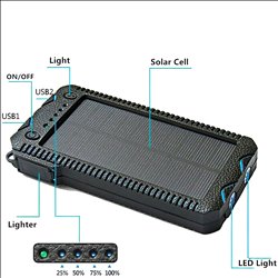 Solar Power Bank Portable External Battery Charger 10000mAh