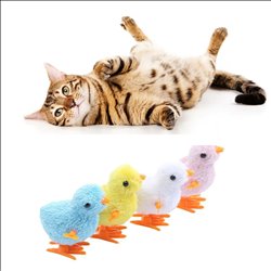 Pet Cat Toys Jumping Walking Cartoon Plush Chicken